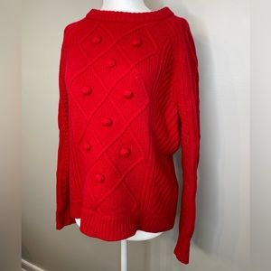 J. Crew Wool Cable Knit Red Sweater